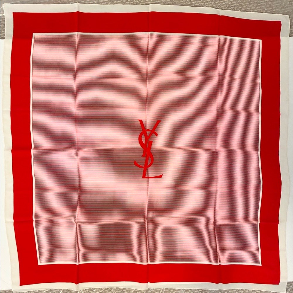 Yves Saint Laurent Red and White Scarf
